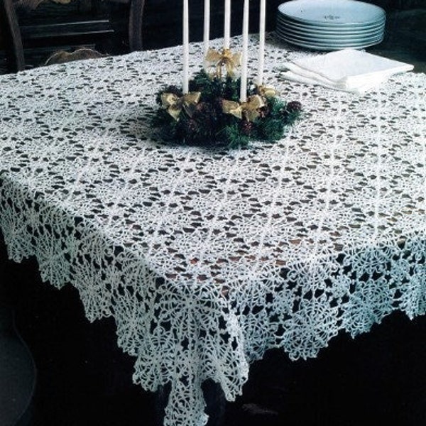 Vintage Crochet Pattern Keepsake Heirloom Square Tablecloth  PDF Instant Digital Download Holiday Christmas Easter