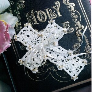 Vintage Crochet Pattern Bride's Cross Motif Bookmark Ornaments Religious PDF Instant Digital Download