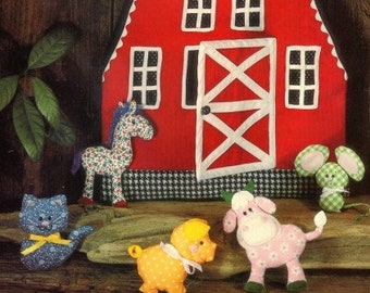 Vintage Sewing Pattern Barn Yard Animals Plush Stuffed Plush Toys PDF Instant Digital Download Cow Mouse Pig Cat Horse Chicken