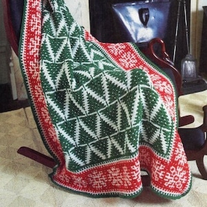 Vintage Afghan Knitting Pattern Fir Pine Christmas Tree Blanket Evergreens Tree Throw PDF Instant Digital Download