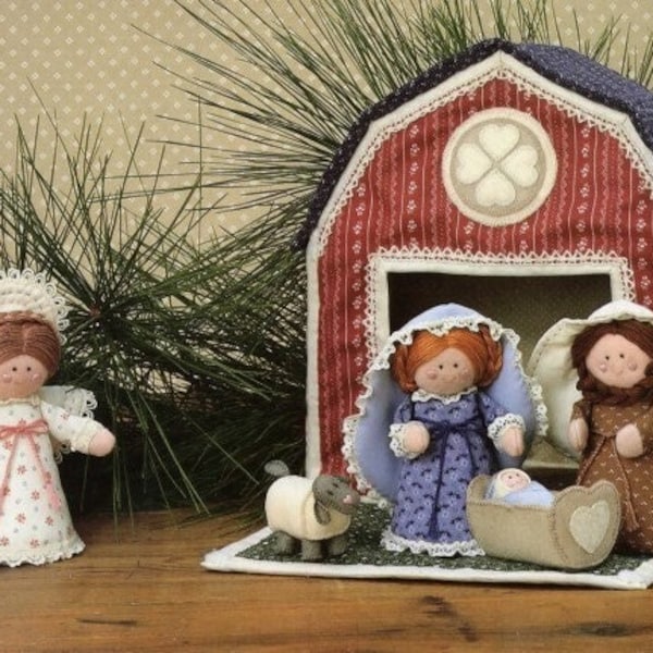 Vintage Sewing Pattern Christmas Creche Nativity Scene Mary Joseph Baby Jesus Angle Stuffed Plush Figures PDF Instant Digital Download