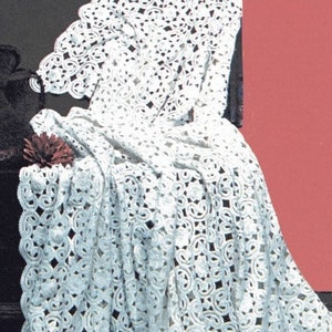 Vintage Irish Lace Crochet Pattern Heirloom Lacy Afghan Blanket Bedspread Throw PDF Instant Digital Download