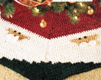 Easy Vintage Crochet Pattern Santa's Face Christmas Tree Skirt PDF Instant Digital Download Santa Claus
