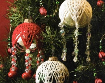 Vintage Crochet Pattern Holiday Christmas Glass Balls Beaded Covers Beaded Elegant Ornaments PDF Instant Download Crocheted Ball Slipcovers