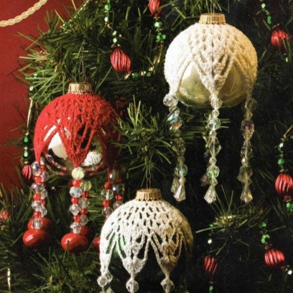 Vintage Crochet Pattern Holiday Christmas Glass Balls Beaded Covers Beaded Elegant Ornaments PDF Instant Download Crocheted Ball Slipcovers