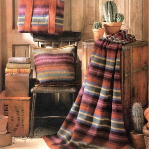 Vintage Knitting Blanket Pattern Southwest Stunner Navajo Indian Knitted Afghan Throw PDF Instant Digital Download