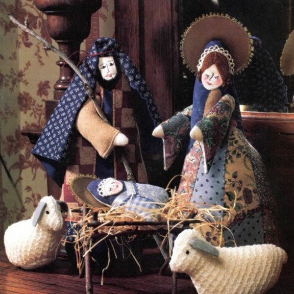 Vintage Sewing Pattern Christmas Folk Art Patchwork Nativity Scene Stuffed Plush Figures PDF Instant Digital Download Mantel Decor