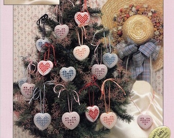 Vintage Hardanger Embroidery Pattern Booklet Christmas Tree Heart Ornaments Pendant PDF Pattern INSTANT Digital DOWNLOAD