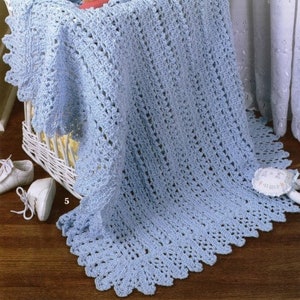 Vintage Crochet Pattern Play Time Elegant Lacy Baby Afghan Blanket PDF Instant Digital Download Stroller Cover Shower Gift