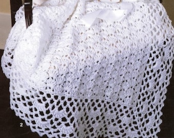 Vintage Crochet Pattern Baby Elegant Lacy Afghan Christening Blanket PDF Instant Digital Download