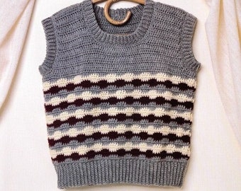 Vintage Crochet Sweater Pattern Wavy Shell Vest Pullover Summer Short Sleeve Sleeve Top PDF Instant Digital Download Jumper