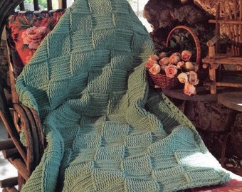 Vintage Crochet Pattern Pretty Baskets Weave Textured Afghan Blanket Throw PDF Instant Digital Download Lapghan Coverlet