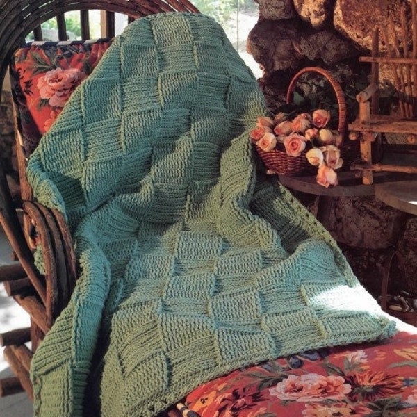 Vintage Crochet Pattern Pretty Baskets Weave Textured Afghan Blanket Throw PDF Instant Digital Download Lapghan Coverlet