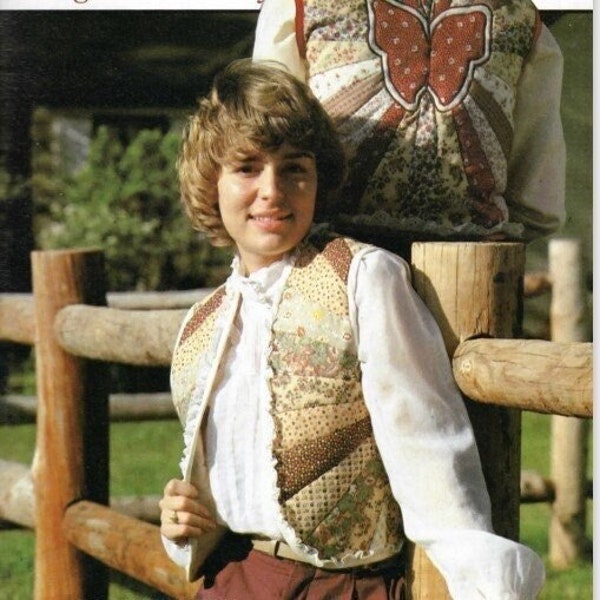 Vintage Sewing Pattern Womwns Quilted Vest Butterfly Calico Patchwork PDF Instant Digital Download Bohemian Crochet