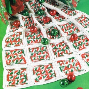 Vintage Christmas Blanket Crochet Pattern Holiday Lace Variegated Block Motif Afghan Throw Vintage PDF Instant Digital Download