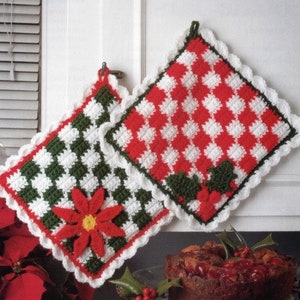 Checkered Board Christmas Pot Holder Crochet Pattern Christmas Holiday Kitchen Decor PDF Pattern INSTANT Digital DOWNLOAD
