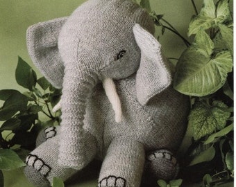 Vintage Elephant Knitting Pattern Jumbo the Elephant Soft Knit Toy Knitted Stuffed Animal Plush PDF INSTANT Digital DOWNLOAD