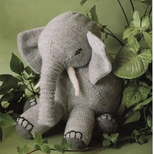 Vintage Elephant Knitting Pattern Jumbo the Elephant Soft Knit Toy Knitted Stuffed Animal Plush PDF INSTANT Digital DOWNLOAD