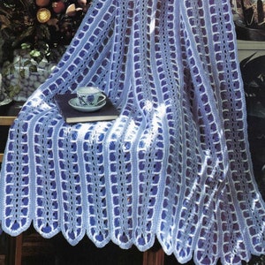 Vintage Mile A Minute Afghan Crochet Pattern Blue Lattice Blanket Throw Printable PDF Instant Digital Download