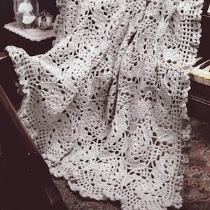 Vintage Crochet Pattern Sentimental Lace Swirls Lacy Victorian Lace Afghan Blanket Ecru Throw PDF Instant Digital Download Lapghan Coverlet