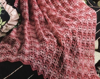 Vintage Afghan Crochet Pattern Rose Petal Ripple Blanket Cozy Pink Mauve Throw PDF Instant Digital Download