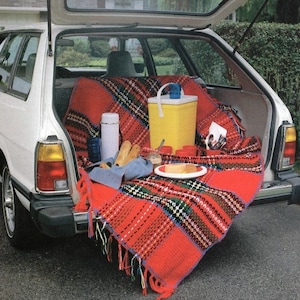 Vintage Crochet Pattern Tarten Plaid Weaved Picnic Afghan Lap Blanket Throw PDF Instant Digital Download