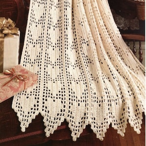 Vintage Crochet Pattern Filet Afghan Plenty of Hearts Throw Blanket PDF Instant Digital DOWNLOAD Ecru Afghan Pattern