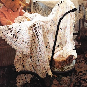 Vintage Afghan Crochet Pattern Mile a Minute Style Strips Lace Afghan Throw Lacy Blanket PDF Instant Digital Download