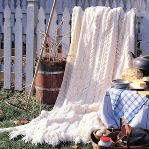 Vintage Irish Lace Knitting Pattern Heirloom Aram Style Afghan Blanket Bedspread Throw PDF Instant Digital Download