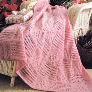 Vintage Afghan Knitting Pattern Elegant Pink Christmas Tree Blanket Cable Throw PDF Instant Digital Download **