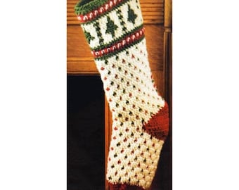 Vintage Christmas Stocking Crochet Pattern Fair Isle Tree Sampler Stockings PDF Instant Digital Download