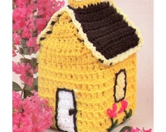 Vintage Crochet Pattern House Cabin Tissue Box Topper Cover PDF Pattern INSTANT Digital DOWNLOAD