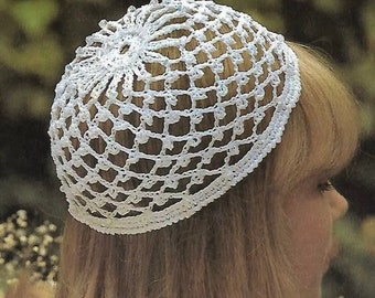 Vintage Crochet Pattern Juliet Mesh Beanie Cap Wedding Hat Beanie PDF Instant Digital Download