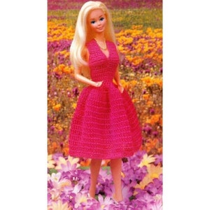 Vintage Crochet Pattern Barbie Fashion Doll Swing Summer Dress Gown PDF Instant Digital Download