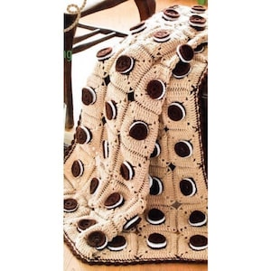 Sandwich Cookies Afghan Crochet Pattern 3D Oreo Cookie Afghan Throw Blanket PDF Instant Digital Download Chocolate Cream Filled Cookie Motif
