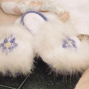 Vintage Crochet Pattern Adult Fluffy Slippers Pattern PDF INSTANT Digital DOWNLOAD Slip On Style