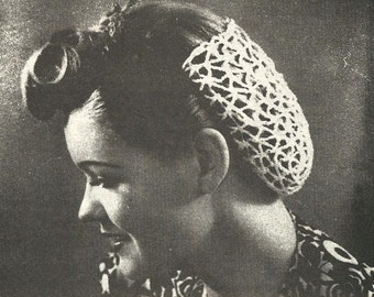 Vintage Crochet Pattern The Bun Snood Cover 1940’s PDF Digital Instant Download