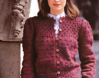Vintage Knitting Pattern 80’s Smocked Cardigan Knit Sweater PDF Instant Digital Download Autumn Fall Knit Wear Printable