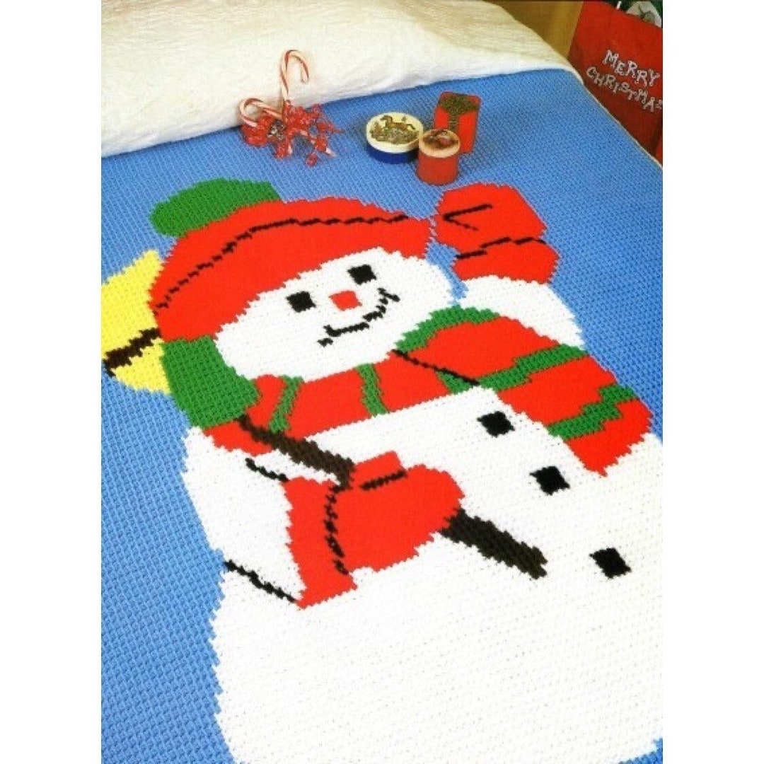 Vintage Christmas Afghan Crochet Pattern Picture Frosty Etsy