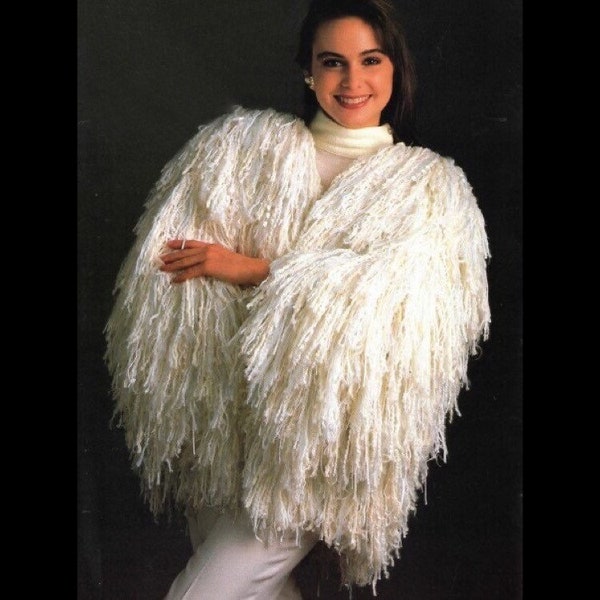 Vintage Crochet Pattern Gorgeous Sassy Shag Yeti Jacket Coat PDF Instant Digital Download