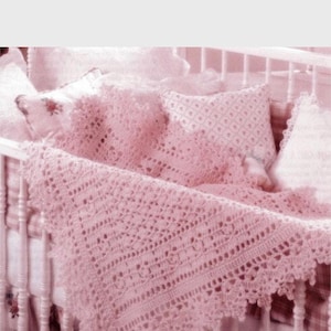 Vintage Crochet Pattern Sweet Dreams Elegant Lacy Baby Afghan Blanket PDF Instant Digital Download Stroller Cover Shower Gift