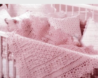 Vintage Crochet Pattern Sweet Dreams Elegant Lacy Baby Afghan Blanket PDF Instant Digital Download Stroller Cover Shower Gift