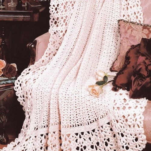 Vintage Crochet Pattern Victorian Lace Afghan Throw PDF Etsy