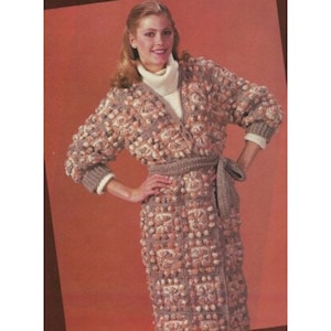 Vintage 70's Crochet Pattern Boho Granny Square Cardigan Sweater Duster Wrap Jacket Coat PDF Instant Digital Download Knee Length