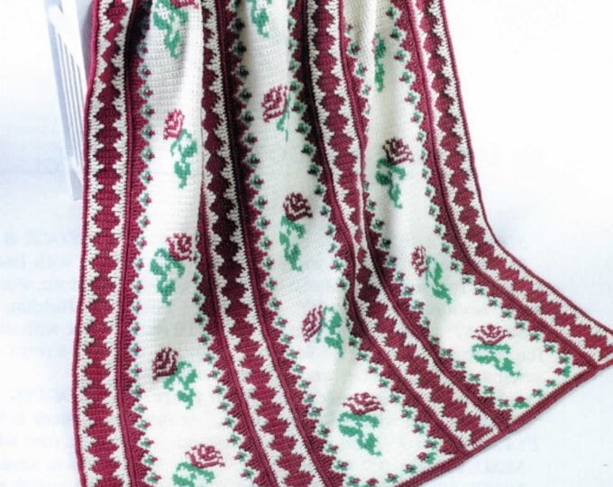 Vintage Rose Afghan Crochet Pattern, Lacy Victorian Throw (PDF Pattern ...