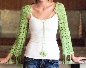 Digital Crochet Pattern Shamrock Shrug Half Cardigan Sweater PDF Instant Digital Download