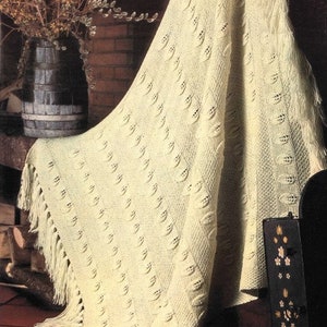 Vintage Afghan Crochet Pattern Leaf Patterned Throw Blanket Delicate Lacy Leaf Design PDF Instant Digital Download