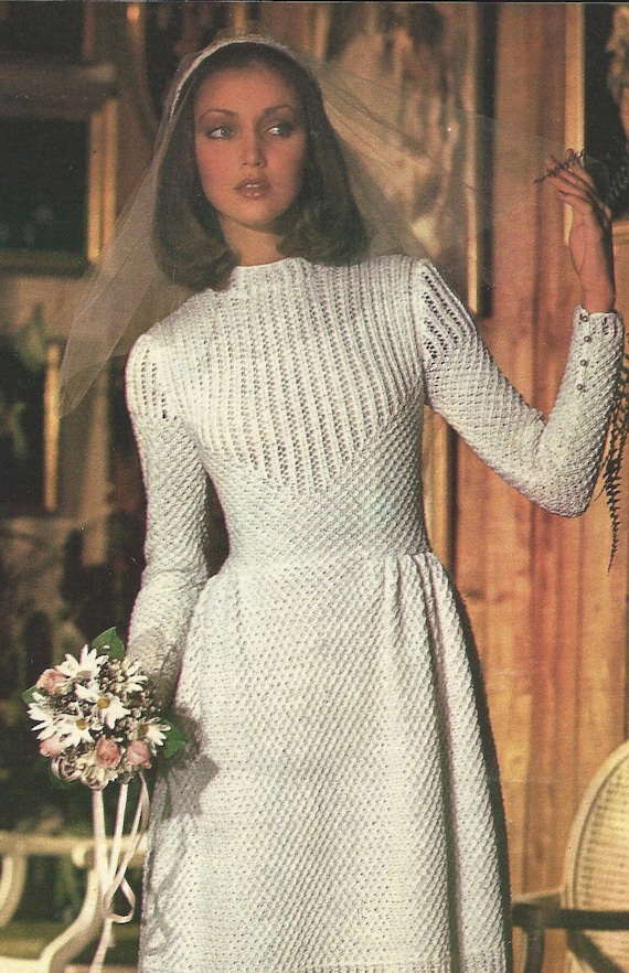 Vintage Knitting Pattern Knitted Wedding Dress Pattern Classic Heirloom Lace Knit Long Wedding Gown PDF Instant Digital Download Etsy