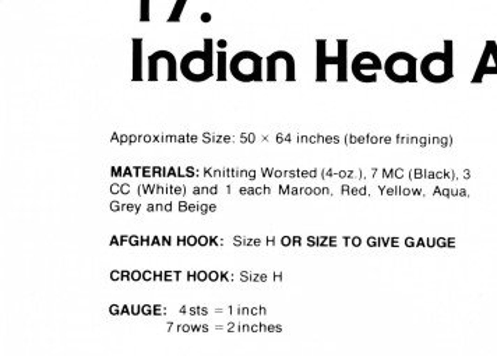 Vintage Crochet Afghan Pattern Native American Indian Head Blanket ...