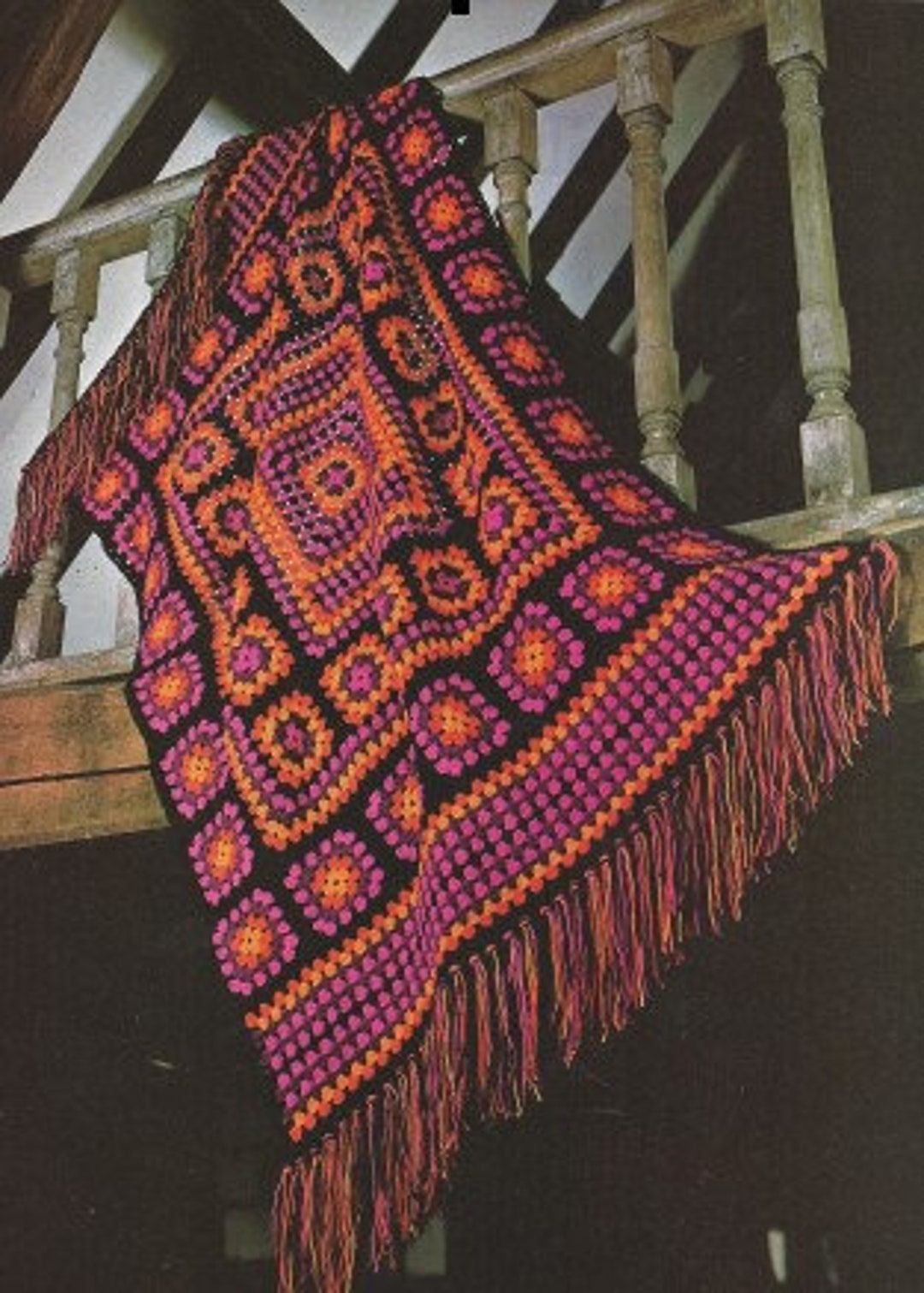 Vintage Crochet Pattern Mexican Classic Iconic Granny Square